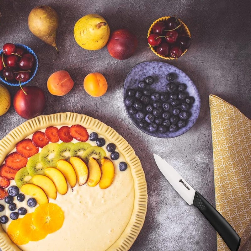 Magiware Paring Knife, Classic 4 inch Ceramic Paring Knife with Sheath Cover, Fruit and Vegetable knife,Longer Sharp Rust Proof Stain Resistant - Image 3